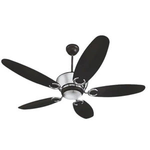 JS-LXR - LUX-V0024-Ce High Speed Modern Designer Fans Chrome Finish 5 Metal Blades Black Finish Size 1200mm 5 Years Warranty AC Motor