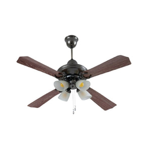 JS-LXR - LUX-V0027-Nk High Speed Modern Designer Fans with Light Nickel Black Finish 4 Metal Blades Dark Wood Finish Size 1200mm 5 Years Warranty AC Motor