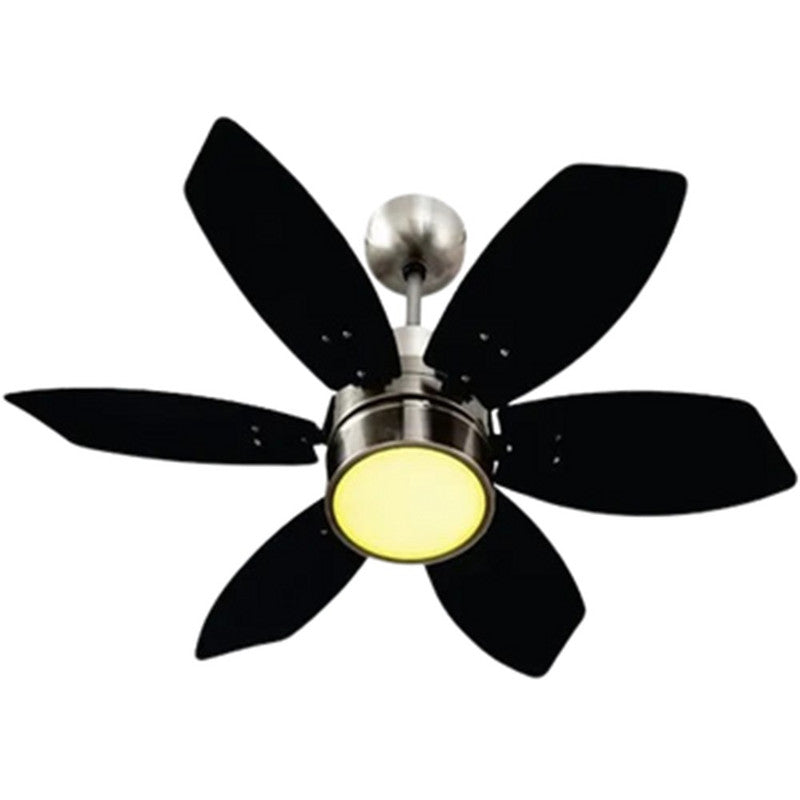 JS-LXR - LUX-V0034-Bk High Speed Modern Designer Fans with Light Black Finish 6 Metal Blades Black Finish Size 812mm 5 Years Warranty AC Motor