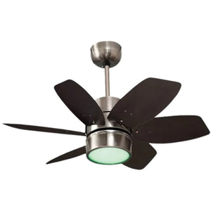 JS-LXR - LUX-V0032-Ms High Speed Modern Designer Fans with Light Matt Brass Finish 6 Metal Blades Black Finish Size 812mm 5 Years Warranty AC Motor