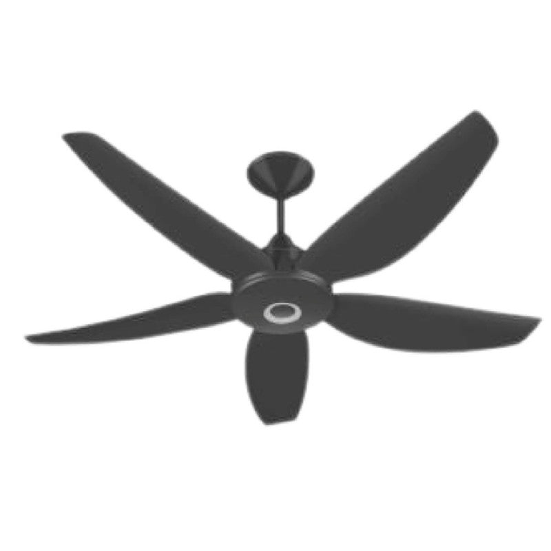 JS-LXR - LUX-V0087-Bk High Speed Modern Designer Fans Black Finish 5 ABS Blades Black Finish Size 1200mm 5 Years Warranty BLDC Motor