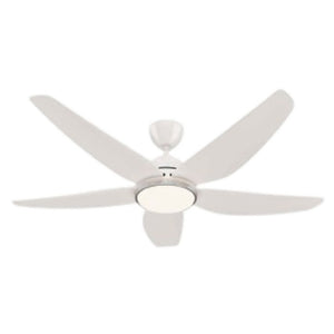 JS-LXR - LUX-V0088-We High Speed Modern Designer Fans with Light White Finish 5 ABS Blades White Finish Size 1200mm 5 Years Warranty BLDC Motor