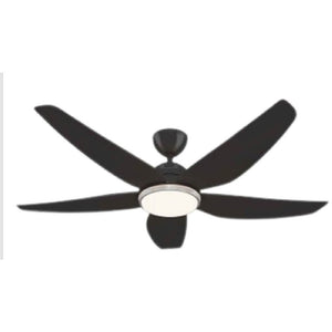 JS-LXR - LUX-V0089-Bk High Speed Modern Designer Fans with Light Black Finish 5 ABS Blades Black Finish Size 1200mm 5 Years Warranty BLDC Motor