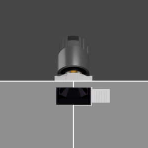 JS-TRL Flare-Square
Trimless 18w Square In-Ceiling Tilt Colored Reflector Cob Downlight