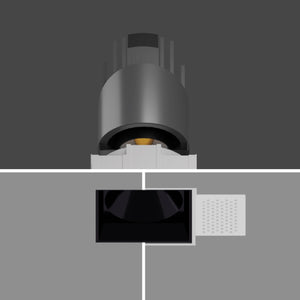 JS-TRL Flare-Square
Trimless 18w Square In-Ceiling Tilt Colored Reflector Cob Downlight