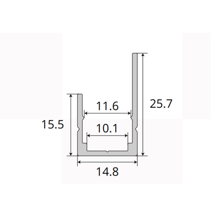 JS-JAS Aluminium Mounting Channel for Flexible Linear Profiles CH-EXT-ALS-1212