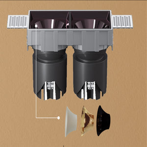 JS-TRL Flare Double-T 12wx2 Rectangle In-Ceiling Tilt Multiple Led Cob Downlight