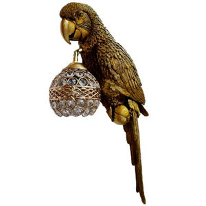 JS-LBR Golden Antique Parrot No. 1 With Crystal Glass Novelty Wall Lights