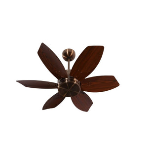 JS-LXR - LUX-V0004-Ar High Speed Modern Designer Fans Antique Copper Finish 6 Metal Blades Rosewood Finish Size 812mm 5 Years Warranty AC Motor