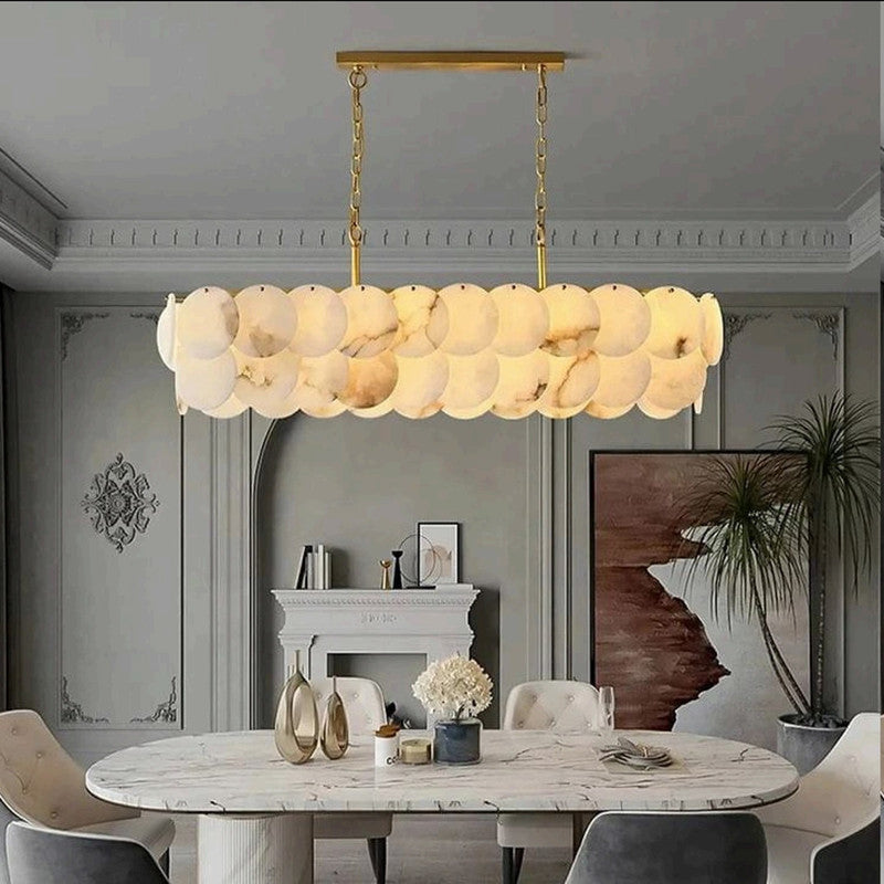 JS-TL White Cloude Rectangle Marbel Chandeliers