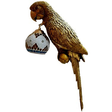 JS-LBR Golden Antique Parrot No. 1 With Craft Glass Novelty Wall Lights