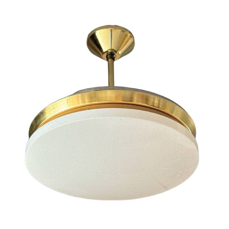 JS-LXR - LUX-VR0010-Gd High Speed Modern Chandelier Fans Gold Finish Metal Polished Brass Finish Size 1066mm 5 Years Warranty BLDC Motor