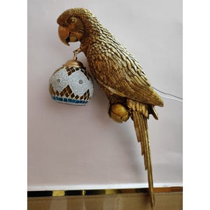 JS-LBR Golden Antique Parrot No. 1 With Craft Glass Novelty Wall Lights