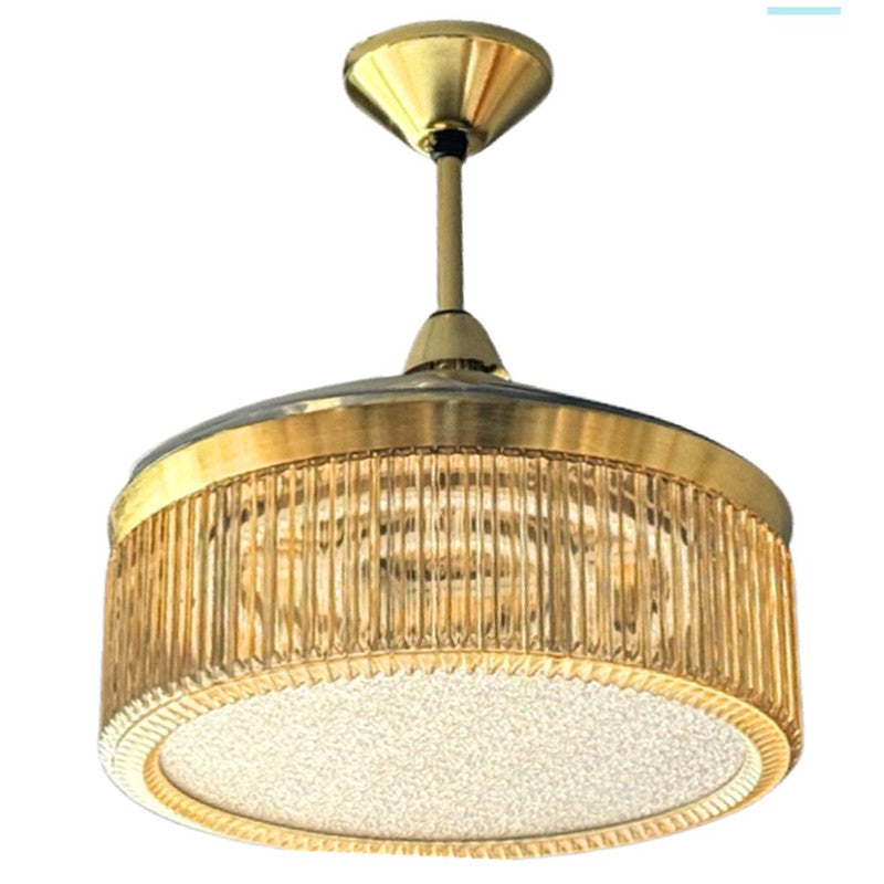 JS-LXR - LUX-VR0011-Gd High Speed Modern Chandelier Fans Gold Finish Metal Polished Brass Finish Size 1066mm 5 Years Warranty BLDC Motor