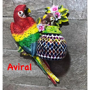 JS-LBR Multicolour Antique Parrot No. 1 With Crystal Glass Novelty Wall Lights