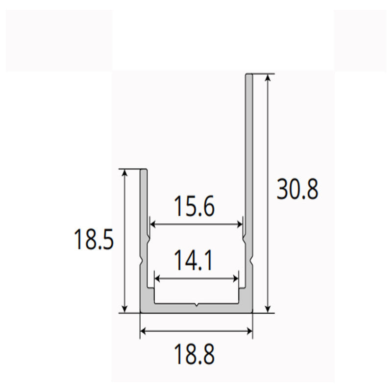 JS-JAS Aluminium Mounting Channel for Flexible Linear Profiles CH-EXT-ALS-1616