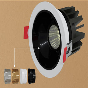 JS-TRL Dusky 18w Round In-Ceiling Tilt Colored Reflector Cob Downlight