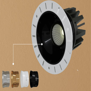JS-TRL Dusky-T 18w Round In-Ceiling Tilt Colored Reflector Cob Downlight