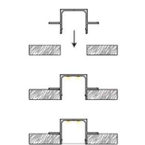 JSAS-Pop Wings 2525 Recessed Trimless Alluminium Profile For Strips