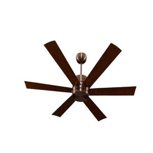 JS-LXR - LUX-V0005-Ar High Speed Wooden Designer Fans Antique Copper Finish 6 Metal Blades Rosewood Finish Size 1200mm 5 Years Warranty AC Motor