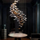 Ocean Drift Glass Pendant Chandelier – Luxury Duplex Lighting in Clear & Gold