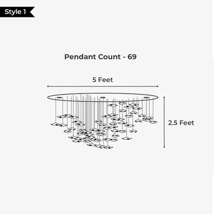 Ocean Drift Glass Pendant Chandelier – Luxury Duplex Lighting in Clear & Gold