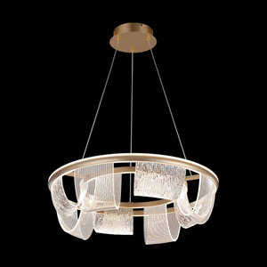 JS-SBL TL-09-001 Gold & Clear Led Chandelier