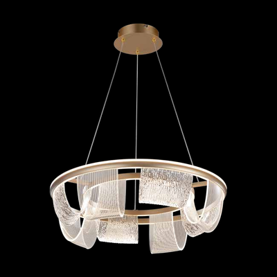 JS-SBL TL-09-001 Gold & Clear Led Chandelier