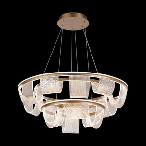JS-SBL TL-09-002 Gold & Clear Led Chandelier