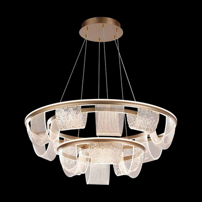 JS-SBL TL-09-002 Gold & Clear Led Chandelier