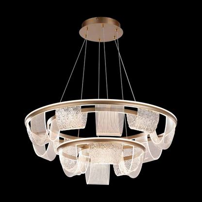 JS-SBL TL-09-002 Gold & Clear Led Chandelier