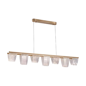 JS-SBL TL-09-003 Gold & Clear Rectangular Chandeliers