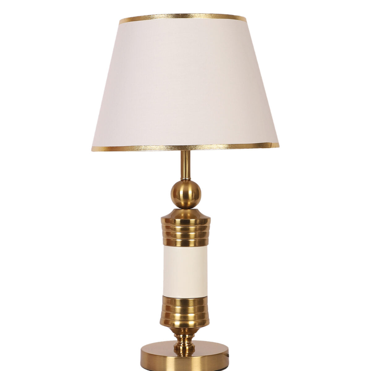 JS-VP T-38-TL Modern Table Lamp 1xE27 Mild Steel & Fabric Material Gold Bronze & White Finish