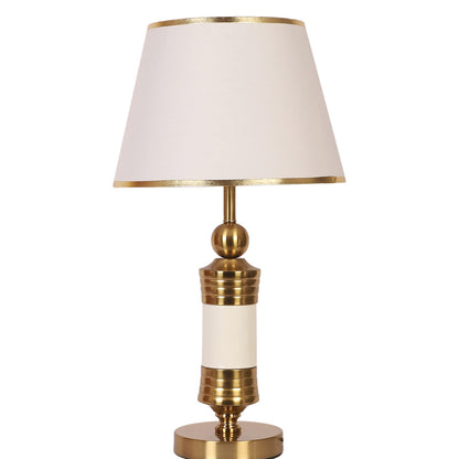JS-VP T-38-TL Modern Table Lamp 1xE27 Mild Steel & Fabric Material Gold Bronze & White Finish