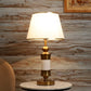 JS-VP T-38-TL Modern Table Lamp 1xE27 Mild Steel & Fabric Material Gold Bronze & White Finish