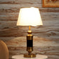 JS-VP T-40-TL Modern Table Lamp 1xE27 Mild Steel & Fabric Material Gold Bronze & Cream Finish