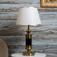 JS-VP T-40-TL Modern Table Lamp 1xE27 Mild Steel & Fabric Material Gold Bronze & Cream Finish