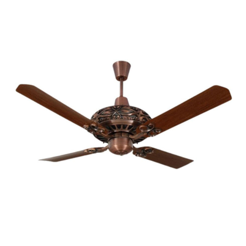 JS-LXR - LUX-HS3013-Ar High Speed Modern Designer Fans Antique Copper Finish 4 Metal Blades Walnut Finish Size 1200mm 5 Years Warranty AC Motor