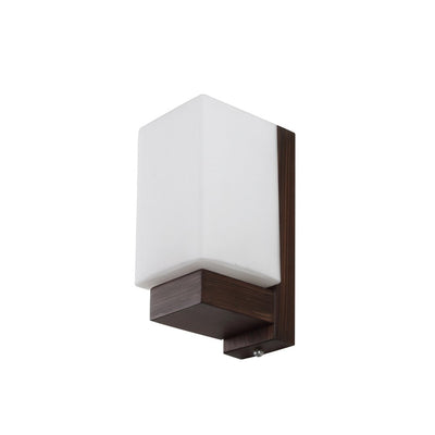 JS-VP S-418-1W Wooden Wall Lights 1xE27 Wood, Glass & 0.7 Material Brown Dark & White Finish
