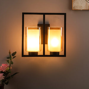 JS-VP S-403-2W Modern Wall Lights 2xE27 Mild Steel & Glass Material Brown & Champaign Finish