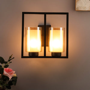 JS-VP S-402-2W Modern Wall Lights 2xE27 Mild Steel & Glass Material Brown & Champaign Finish
