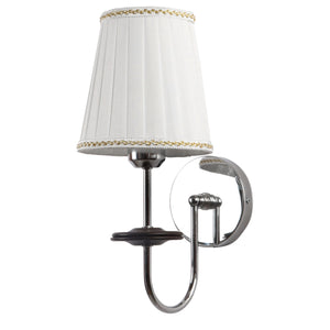 JS-VP S-324-1W Cloth Shade Wall Lights 1xE27 Mild Steel & Fabric Material Silver, Chrome & White Finish