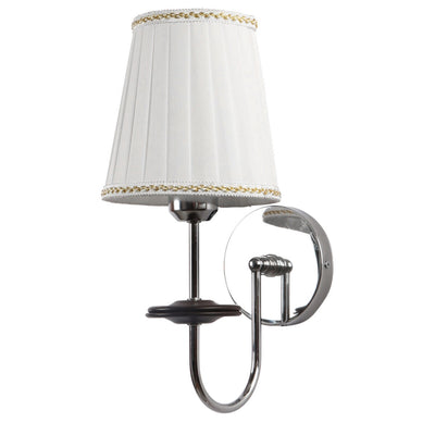JS-VP S-324-1W Cloth Shade Wall Lights 1xE27 Mild Steel & Fabric Material Silver, Chrome & White Finish