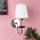 JS-VP S-324-1W Cloth Shade Wall Lights 1xE27 Mild Steel & Fabric Material Silver, Chrome & White Finish