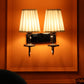 JS-VP S-324-2W Cloth Shade Wall Lights 2xE27 Mild Steel & Fabric Material Silver, Chrome & White Finish
