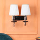JS-VP S-324-2W Cloth Shade Wall Lights 2xE27 Mild Steel & Fabric Material Silver, Chrome & White Finish