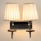 JS-VP S-324-2W Cloth Shade Wall Lights 2xE27 Mild Steel & Fabric Material Silver, Chrome & White Finish
