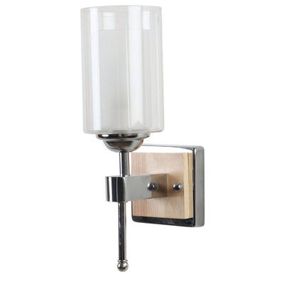 JS-VP S-311-1W Modern Wall Lights 1xE27 Mild Steel & Glass Material Chrome, Brown & White Finish