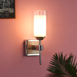 JS-VP S-311-1W Modern Wall Lights 1xE27 Mild Steel & Glass Material Chrome, Brown & White Finish