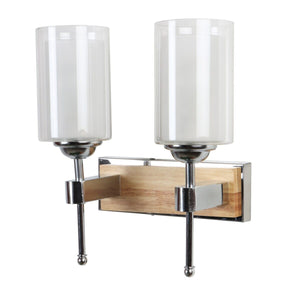JS-VP S-311-2W Modern Wall Lights 2xE27 Mild Steel & Glass Material Chrome, Brown & White Finish